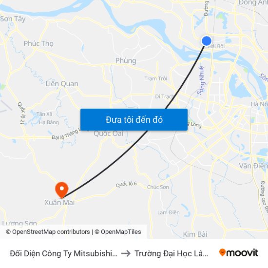Đối Diện Công Ty Mitsubishi Việt Nam to Trường Đại Học Lâm Nghiệp map