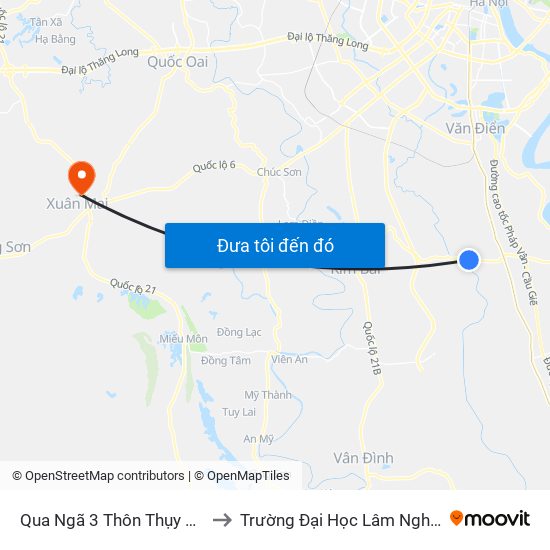 Qua Ngã 3 Thôn Thụy Ứng to Trường Đại Học Lâm Nghiệp map