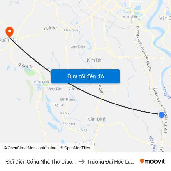 Đối Diện Cổng Nhà Thờ Giáo Sứ Phú Mỹ to Trường Đại Học Lâm Nghiệp map