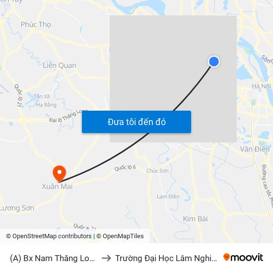 (A) Bx Nam Thăng Long to Trường Đại Học Lâm Nghiệp map