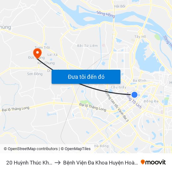 20 Huỳnh Thúc Kháng to Bệnh Viện Đa Khoa Huyện Hoài Đức map