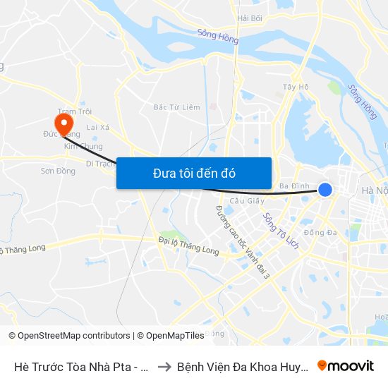 Hè Trước Tòa Nhà Pta - Số 1 Kim Mã to Bệnh Viện Đa Khoa Huyện Hoài Đức map