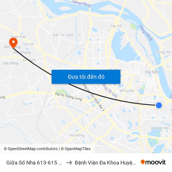 Giữa Số Nhà 613-615 Kim Ngưu to Bệnh Viện Đa Khoa Huyện Hoài Đức map