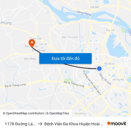 1178 Đường Láng to Bệnh Viện Đa Khoa Huyện Hoài Đức map