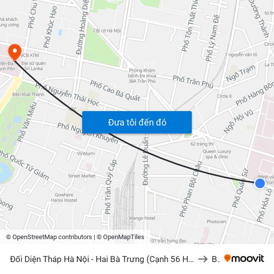 Đối Diện Tháp Hà Nội - Hai Bà Trưng (Cạnh 56 Hai Bà Trưng) to B1 map