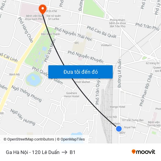 Ga Hà Nội - 120 Lê Duẩn to B1 map