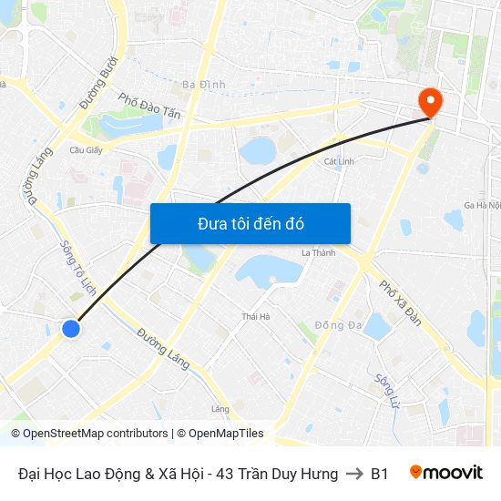 Đại Học Lao Động & Xã Hội - 43 Trần Duy Hưng to B1 map