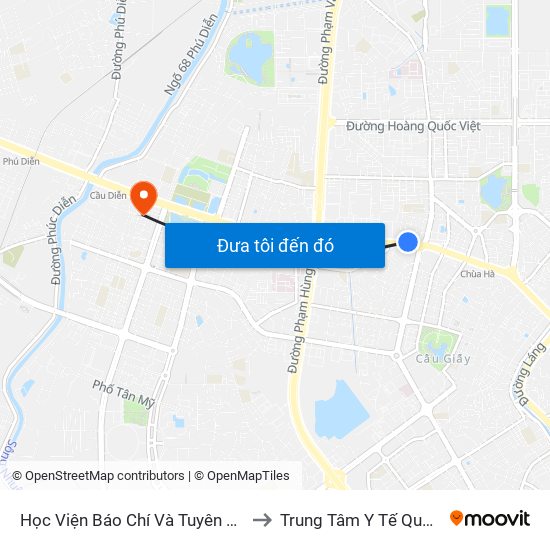 Học Viện Báo Chí Và Tuyên Truyền - 36 Xuân Thủy to Trung Tâm Y Tế Quận Nam Từ Liêm map