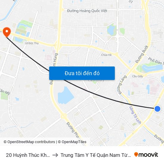 20 Huỳnh Thúc Kháng to Trung Tâm Y Tế Quận Nam Từ Liêm map
