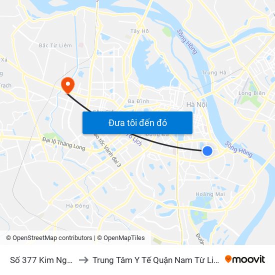 Số 377 Kim Ngưu to Trung Tâm Y Tế Quận Nam Từ Liêm map