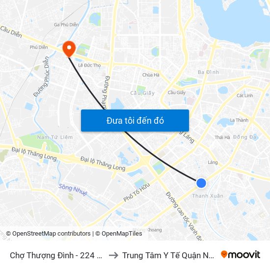 Chợ Thượng Đình - 224 Nguyễn Trãi to Trung Tâm Y Tế Quận Nam Từ Liêm map