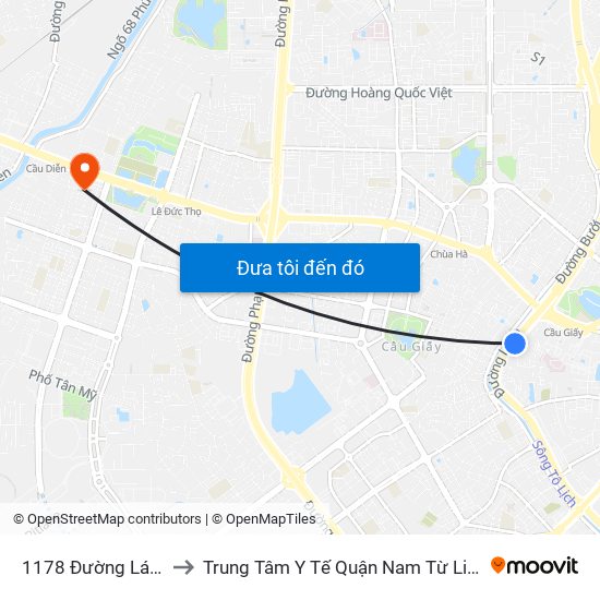 1178 Đường Láng to Trung Tâm Y Tế Quận Nam Từ Liêm map