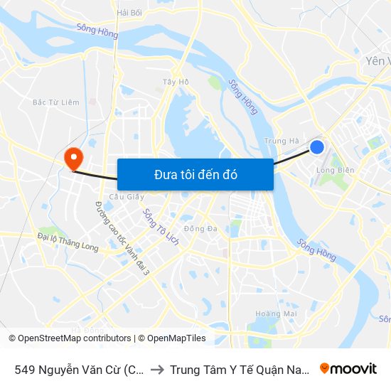 549 Nguyễn Văn Cừ (Cột Trước) to Trung Tâm Y Tế Quận Nam Từ Liêm map