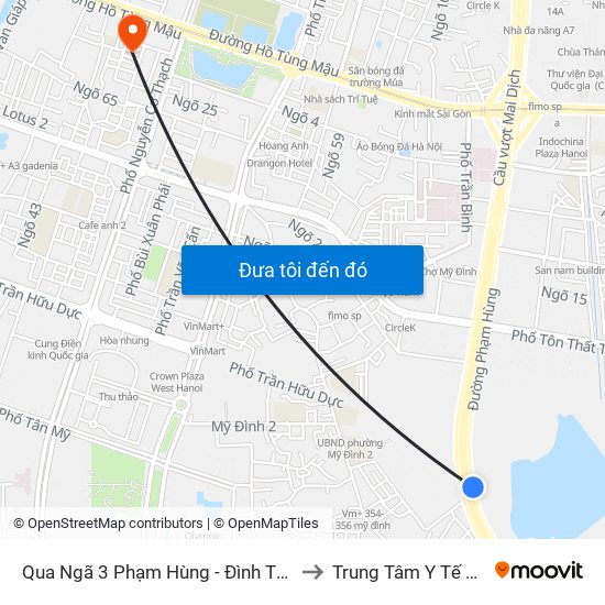 Qua Ngã 3 Phạm Hùng - Đình Thôn (Hướng Đi Phạm Văn Đồng) to Trung Tâm Y Tế Quận Nam Từ Liêm map