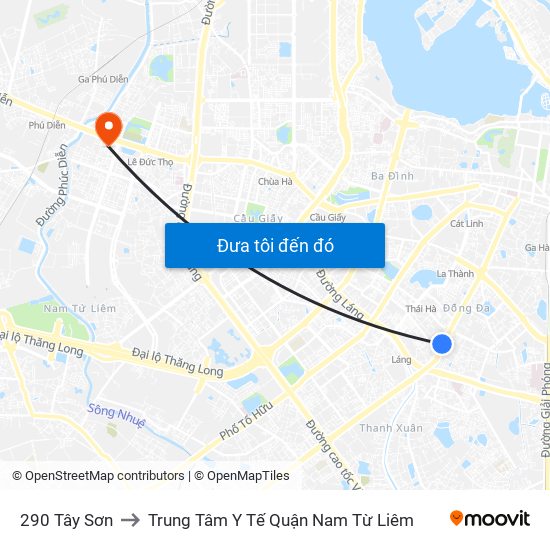 290 Tây Sơn to Trung Tâm Y Tế Quận Nam Từ Liêm map