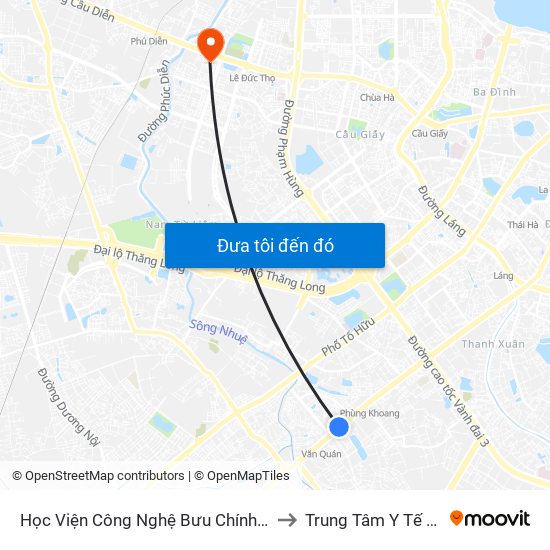 Học Viện Công Nghệ Bưu Chính Viễn Thông - Trần Phú (Hà Đông) to Trung Tâm Y Tế Quận Nam Từ Liêm map