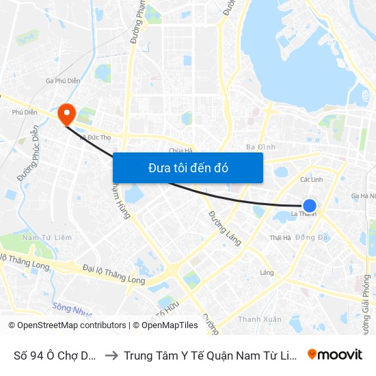 Số 94 Ô Chợ Dừa to Trung Tâm Y Tế Quận Nam Từ Liêm map