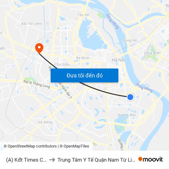 (A) Kđt Times City to Trung Tâm Y Tế Quận Nam Từ Liêm map