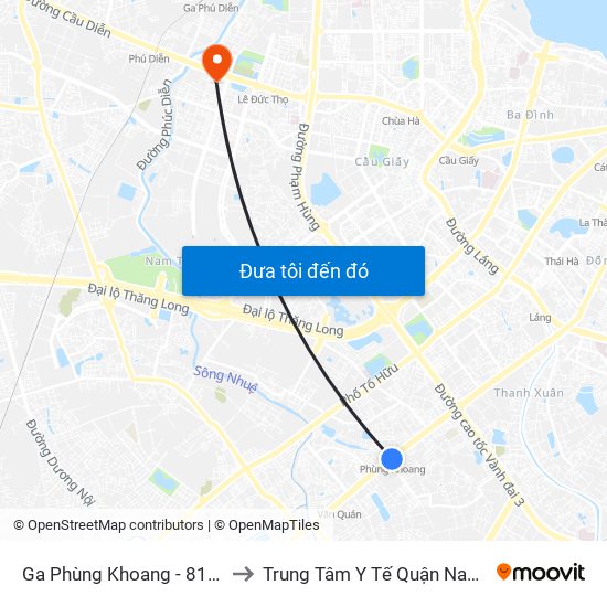 Ga Phùng Khoang - 81 Trần Phú to Trung Tâm Y Tế Quận Nam Từ Liêm map