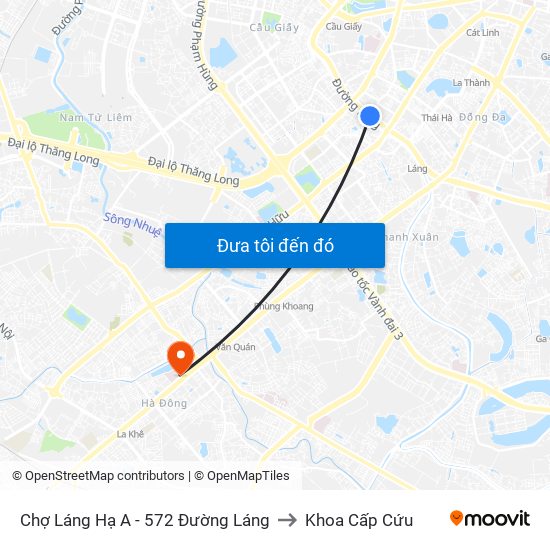 Chợ Láng Hạ A - 572 Đường Láng to Khoa Cấp Cứu map