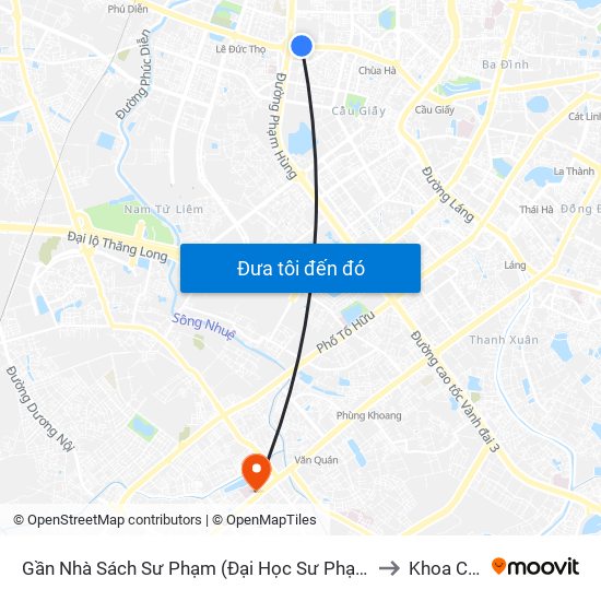 Gần Nhà Sách Sư Phạm (Đại Học Sư Phạm Hà Nội) - 136 Xuân Thủy to Khoa Cấp Cứu map