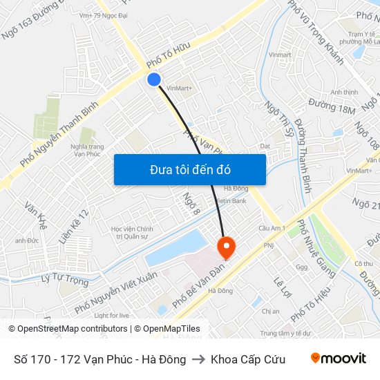 Số 170 - 172 Vạn Phúc - Hà Đông to Khoa Cấp Cứu map