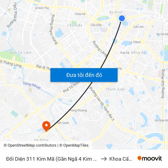 Đối Diện 311 Kim Mã (Gần Ngã 4 Kim Mã - Vạn Bảo) to Khoa Cấp Cứu map