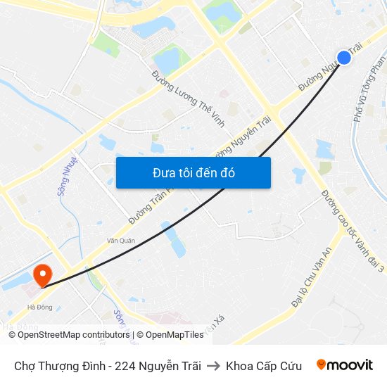 Chợ Thượng Đình - 224 Nguyễn Trãi to Khoa Cấp Cứu map