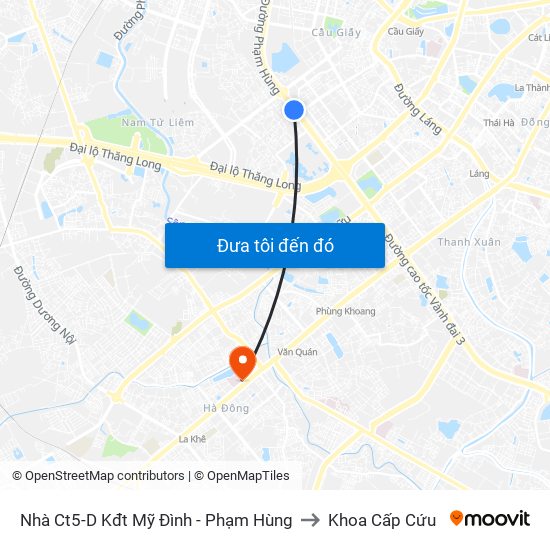 Nhà Ct5-D Kđt Mỹ Đình - Phạm Hùng to Khoa Cấp Cứu map