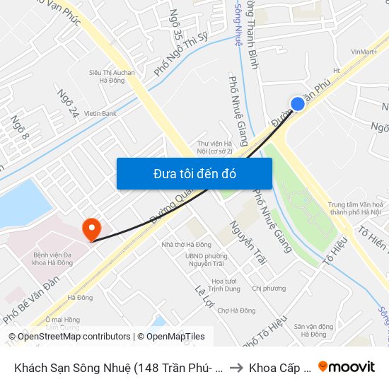 Khách Sạn Sông Nhuệ (148 Trần Phú- Hà Đông) to Khoa Cấp Cứu map