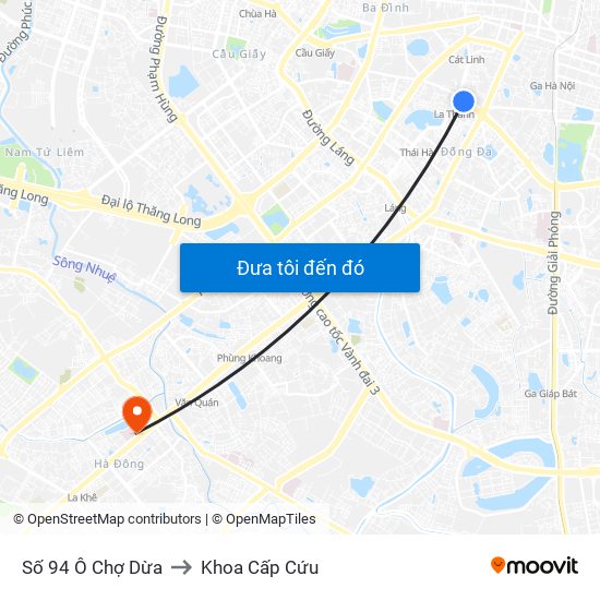 Số 94 Ô Chợ Dừa to Khoa Cấp Cứu map