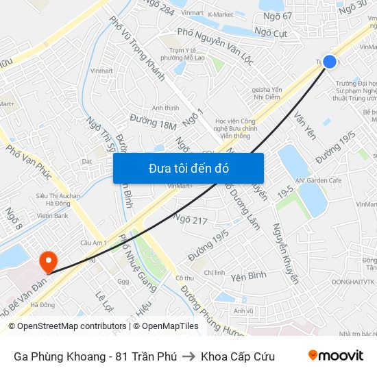 Ga Phùng Khoang - 81 Trần Phú to Khoa Cấp Cứu map