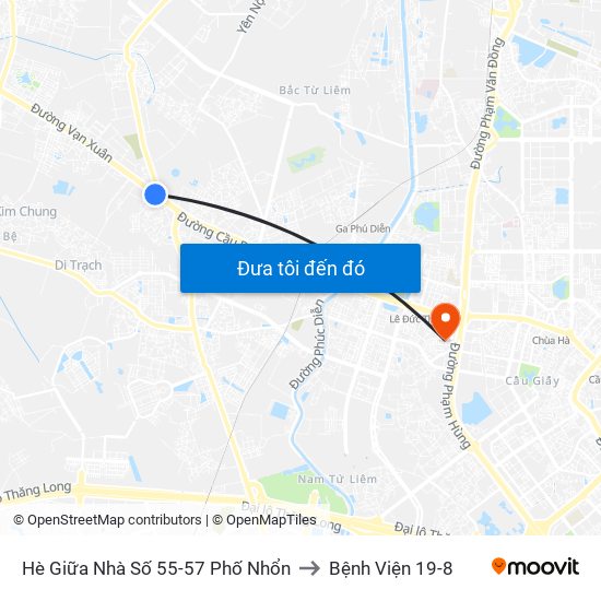 Hè Giữa Nhà Số 55-57 Phố Nhổn to Bệnh Viện 19-8 map