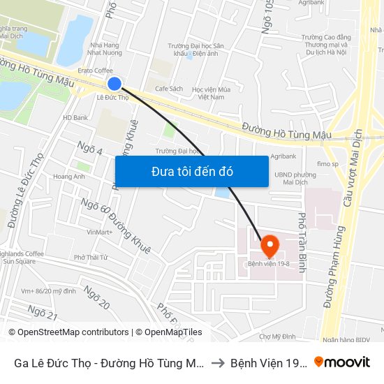 Ga Lê Đức Thọ - Đường Hồ Tùng Mậu to Bệnh Viện 19-8 map