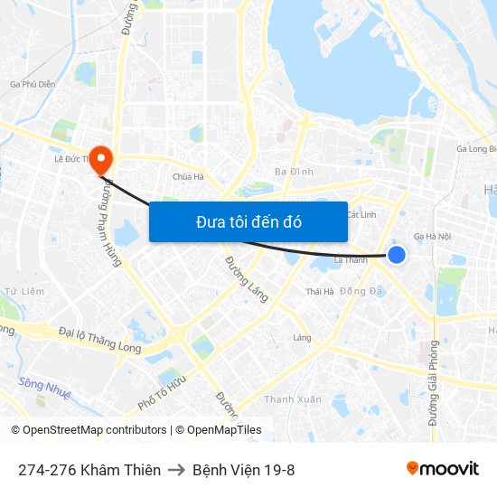 274-276 Khâm Thiên to Bệnh Viện 19-8 map