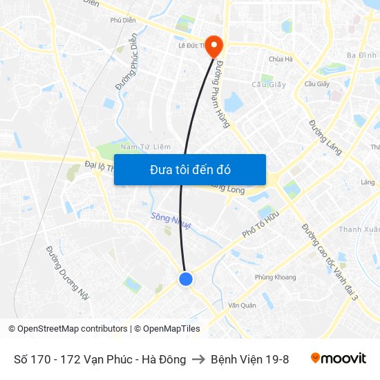 Số 170 - 172 Vạn Phúc - Hà Đông to Bệnh Viện 19-8 map