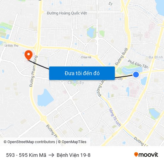 593 - 595 Kim Mã to Bệnh Viện 19-8 map