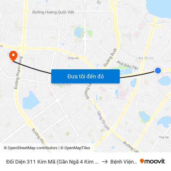 Đối Diện 311 Kim Mã (Gần Ngã 4 Kim Mã - Vạn Bảo) to Bệnh Viện 19-8 map