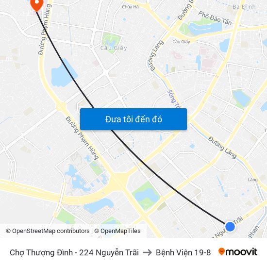 Chợ Thượng Đình - 224 Nguyễn Trãi to Bệnh Viện 19-8 map