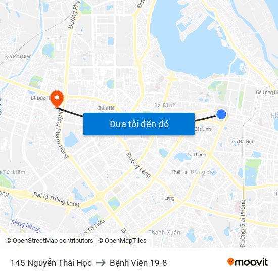 145 Nguyễn Thái Học to Bệnh Viện 19-8 map