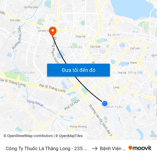 Công Ty Thuốc Lá Thăng Long - 235 Nguyễn Trãi to Bệnh Viện 19-8 map