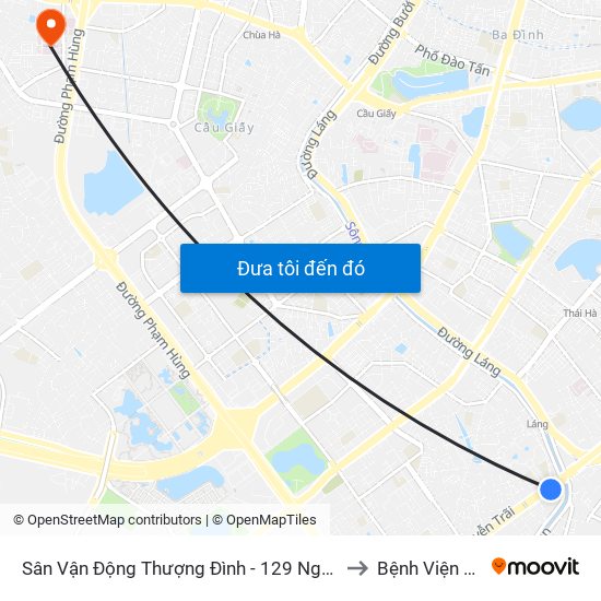 Sân Vận Động Thượng Đình - 129 Nguyễn Trãi to Bệnh Viện 19-8 map