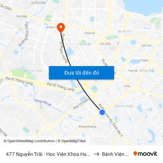 477 Nguyễn Trãi - Học Viện Khoa Học Xã Hội to Bệnh Viện 19-8 map