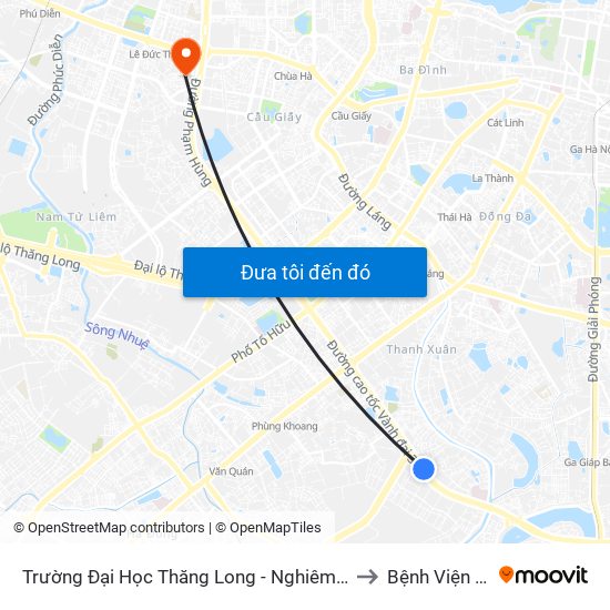 Trường Đại Học Thăng Long - Nghiêm Xuân Yêm to Bệnh Viện 19-8 map