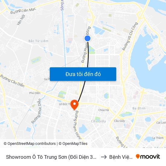 Showroom Ô Tô Trung Sơn (Đối Diện 315 Phạm Văn Đồng) to Bệnh Viện 19-8 map