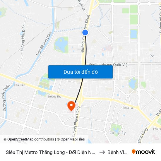 Siêu Thị Metro Thăng Long - Đối Diện Ngõ 599 Phạm Văn Đồng to Bệnh Viện 19-8 map