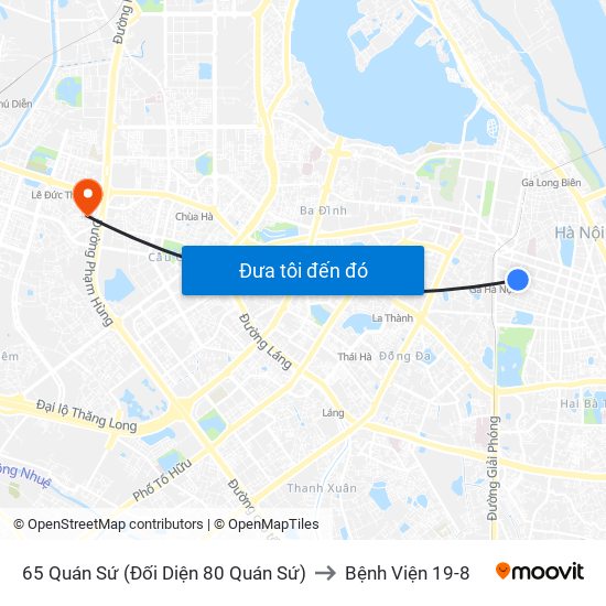 65 Quán Sứ (Đối Diện 80 Quán Sứ) to Bệnh Viện 19-8 map