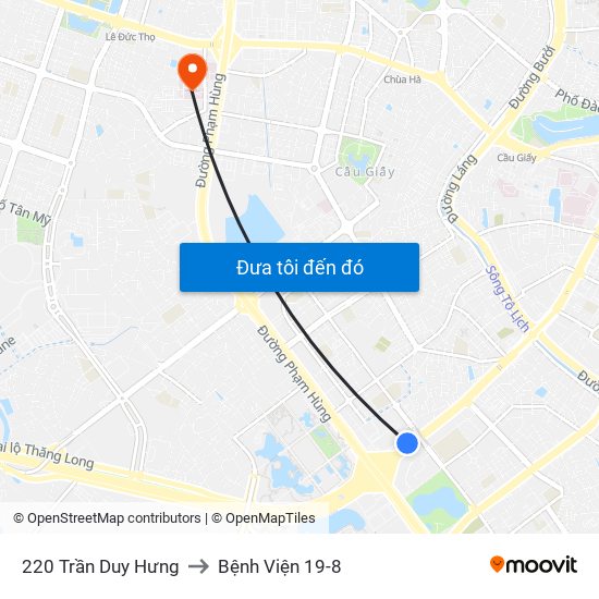 220 Trần Duy Hưng to Bệnh Viện 19-8 map