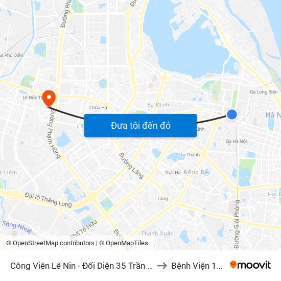 Công Viên Lê Nin - Đối Diện 35 Trần Phú to Bệnh Viện 19-8 map