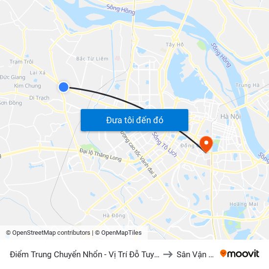 Điểm Trung Chuyển Nhổn - Vị Trí Đỗ Tuyến 20, 29, 32 (Chiều Sơn Tây - Hà Nội)- Đường 32 to Sân Vận Động Kim Liên map
